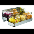 Rosseto Serving Solutions 2 Level Stainless Steel Condiment Station with 6 Glass Jars, 1 EA SM322